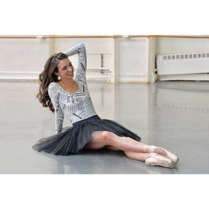 Chameleon Activewear Size Medium Ballet Leotard Newspaper Long Sleeve